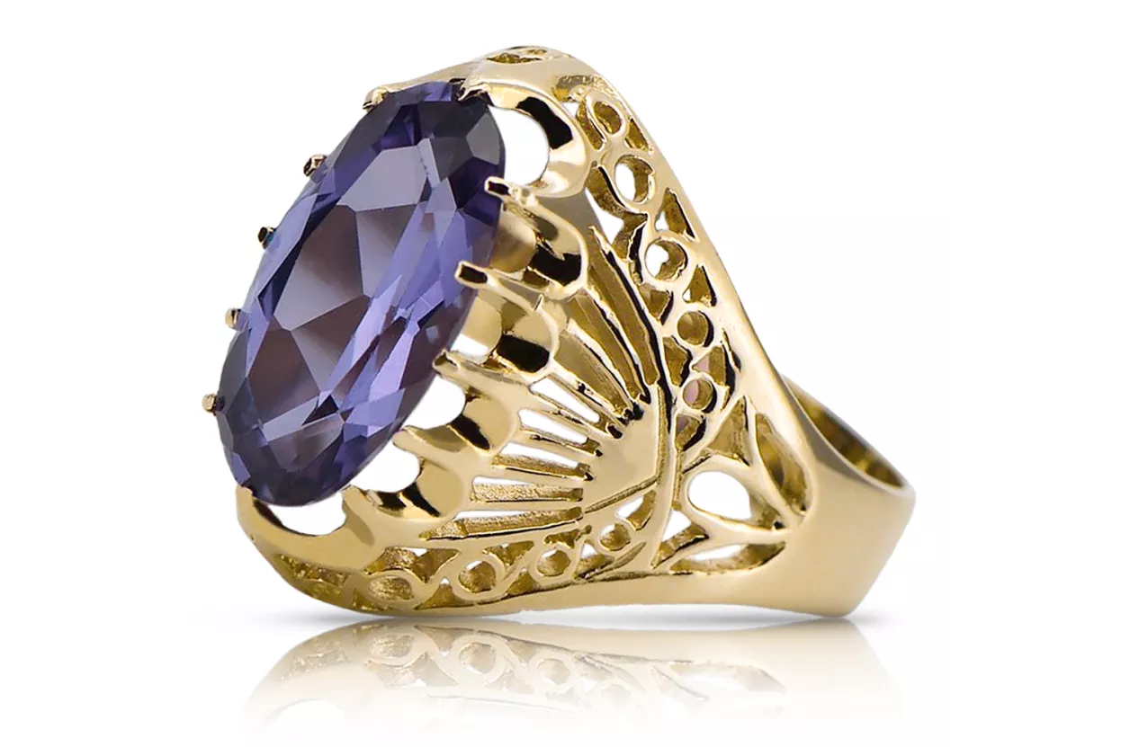 Alexandrit 14 Karat Gelbgold Ring Vintage Handwerk vrc020y